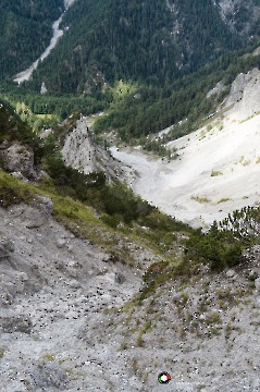 Rückblick zum Aufstiegsweg zur Gsengscharte
