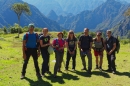 Unsere Gruppe, im Hintergrund Machu Picchu